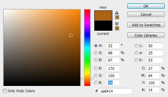 You should currently have a dark orange colour selected.