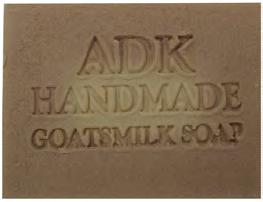 ADK Handmade Goatsmilk Soap #1112 4 oz - 12 per case labeled #1132 4 oz - 12 per case unpackaged #1465 24 oz - Soap Brick Handmade in the Adirondacks