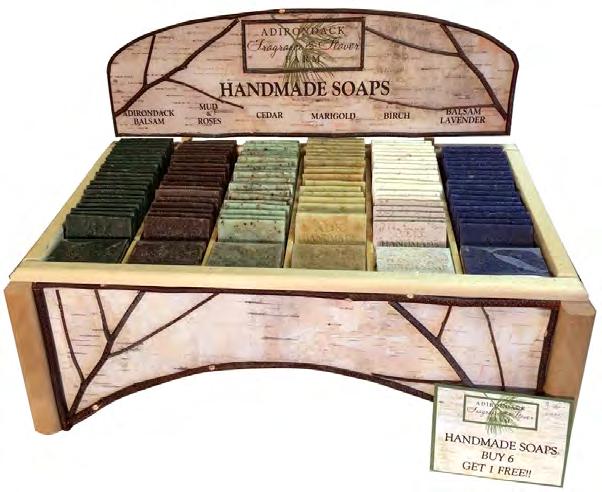 Guest Soaps, Gifts, Self Indulgences! Unit Price: $291 (Product not included) Size: 18 w x 10 d x 7 h Includes: 1 case of each of 6 soaps $216.00 Display Unit with 75 free bags $ 75.