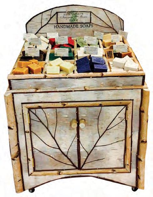 Rustic Cabinet Bar Soap Display #1126 Rustic Cabinet Bar Soap Display Size: 29 w x 24 d x 39 h Unit Price: $1258 Our rustic Adirondack style handcrafted birch
