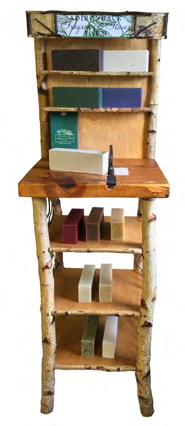 #1478 Rustic Soap Display Unit Price: $225 Size: 5 w x 60 h x 16.5 d With forged iron & wire soap cutting arm.