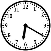 Write the time shown below each clock.