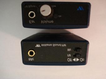 To turn the transmitter on, turn volume control in a clockwise direction and set to a comfortable listening level. Notice there is no slider switch on the receiver.