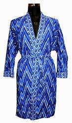 WOMEN CLOTHING'S-12 Indigo Blue Cotton Bathrobe Indigo Blue Dressing