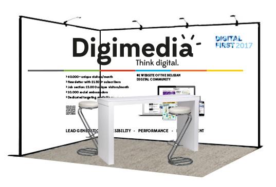 PACKAGE A 12 m 2 equipped booth on Digital First - Basic furniture (1 table, 2 chairs, carpet,