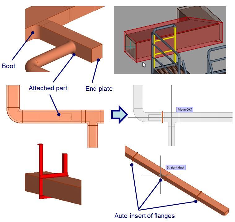 Outfitting Detail Design Ducting components The design of air ducts is based on specifications and the look and feel is quite similar to pipe routing.