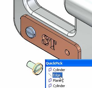 You will use FlashFit again to fully position the fastener using cylindrical edges.