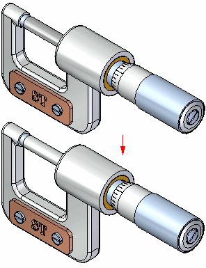 Introduction to creating assemblies Step 4 completed You have finished placing the spindle subassembly in the caliper assembly.