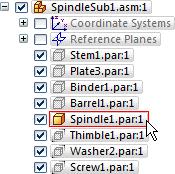 Lesson 2 Introduction to creating assemblies Step 6: Edit the properties for a part in the assembly In the next few steps, you will update the material properties for a part in the assembly using