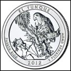 territory in the tropical Caribbean Islands. You'll find the Coqui frog and the Puerto Rican parrot featured on El Yunque's quarter.