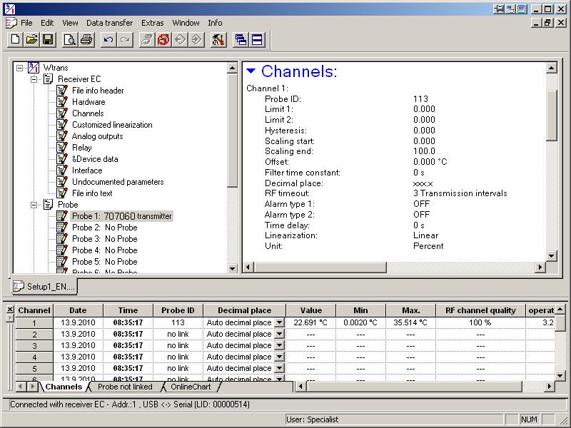 7 Setup program 7 Setup program 7.1 General information about the setup program The setup program serves to configure transmitters and receivers by means of a PC.