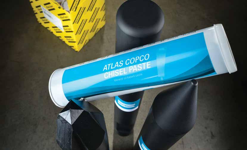 CHISEL PASTE Atlas Copco Chisel Paste is a specially designed grease used for lubricating the wear bushings of hydraulic breakers. It prevents cold welding in the area of the bushings.