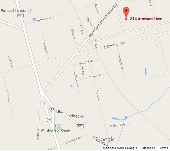 We are located at 314 Arrowood Avenue, Blue Anchor, NJ 08037 Phone: 609-561-1874 Fax: