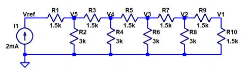 4. Determine the currents and voltages in the following circuit using mesh analysis. Verify your hand calculations using LTspice. Fig. 2-4 5. Find all voltages in the following circuit.