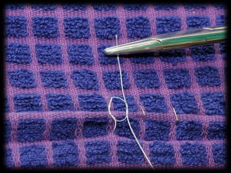Making the Model Tea Towel for Suturing 6 7 8 Place three staples (one behind the other).