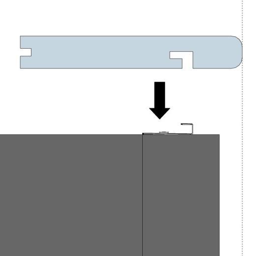 There are two methods for installing the bullnose board, parallel and perpendicular to the decking Ensure to keep a 6mm expansion gap between edge board butt joints (min. 0.