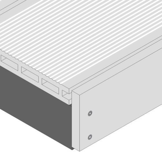 20mm gap Soft / non-concrete foundations: min. 40mm gap Option 2. Fascia Board Hyperion fascia boards can be used to skirt the visible deck edges in both Hyperion Decking ranges (fig.47).