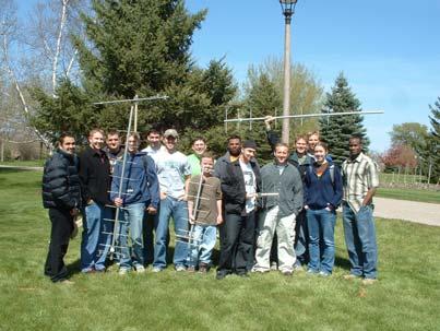 This spring the students built Quagi 6-7 antennas having six elements and one team built a Quad antenna, all designed to be resonant at 444MHz. Figure 12. EET 456 Class, Spring 5 Figure 13.