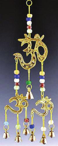 Windchime 3-Buddha - Brass Bells & Beads On Cord - 24 W QN00124 Windchime