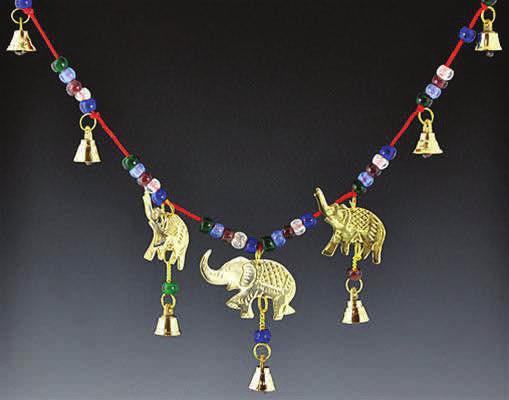 W/Rudraksha Beads 10 L QN00129 Windchime Ganesh - Brass