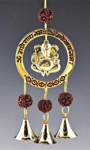 Windchime Triquetra - Brass Bells & Beads On Cord - 25 L