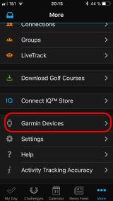 Garmin Connect Mobile on a