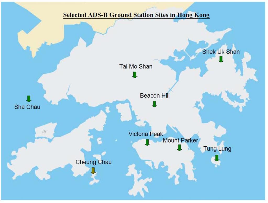 ADS-B Ground Station Sites in HK Backup by Sites Better overall coverage while ensuring high availability 990mPD 474mPD 474mPD 65mPD 554mPD