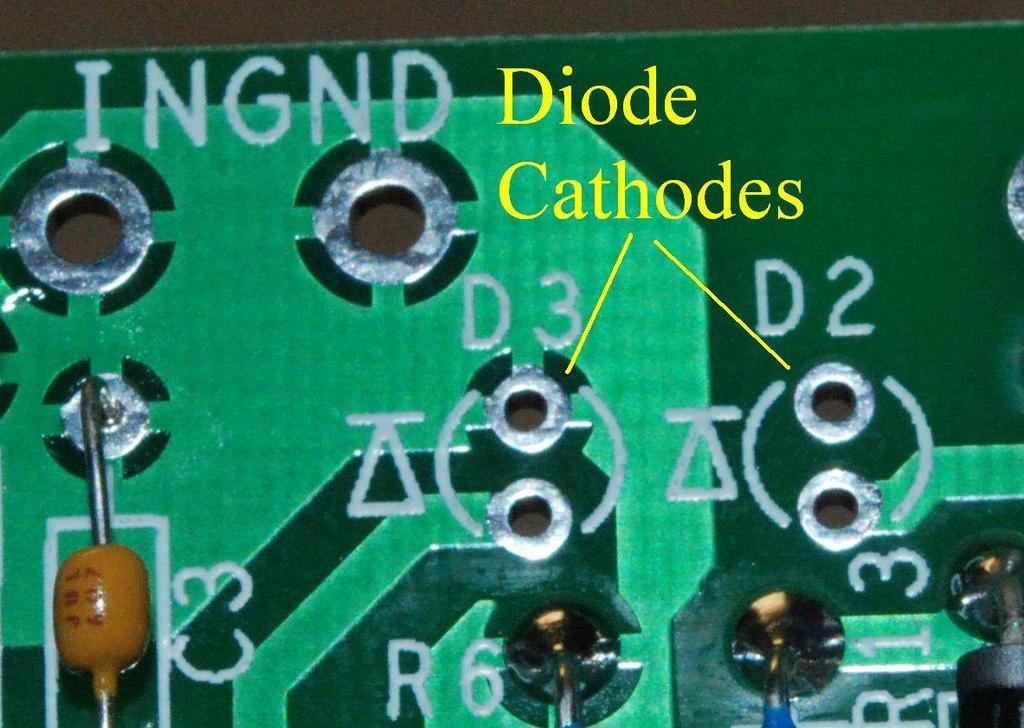 Here s what the diodes look like (not to scale): Next we install LEDs D2 and D3 (Light Emitting Diodes note that in normal operation, these diodes will be dark.