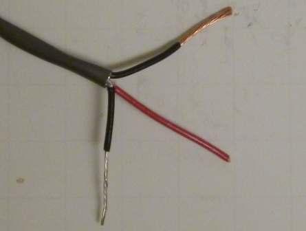 1. Remove ½ of insulation from the black wire and save the ½ piece of insulation. 2. Cut Red wire so that 1 protrudes beyond the shielded cable s gray jacket. 3.