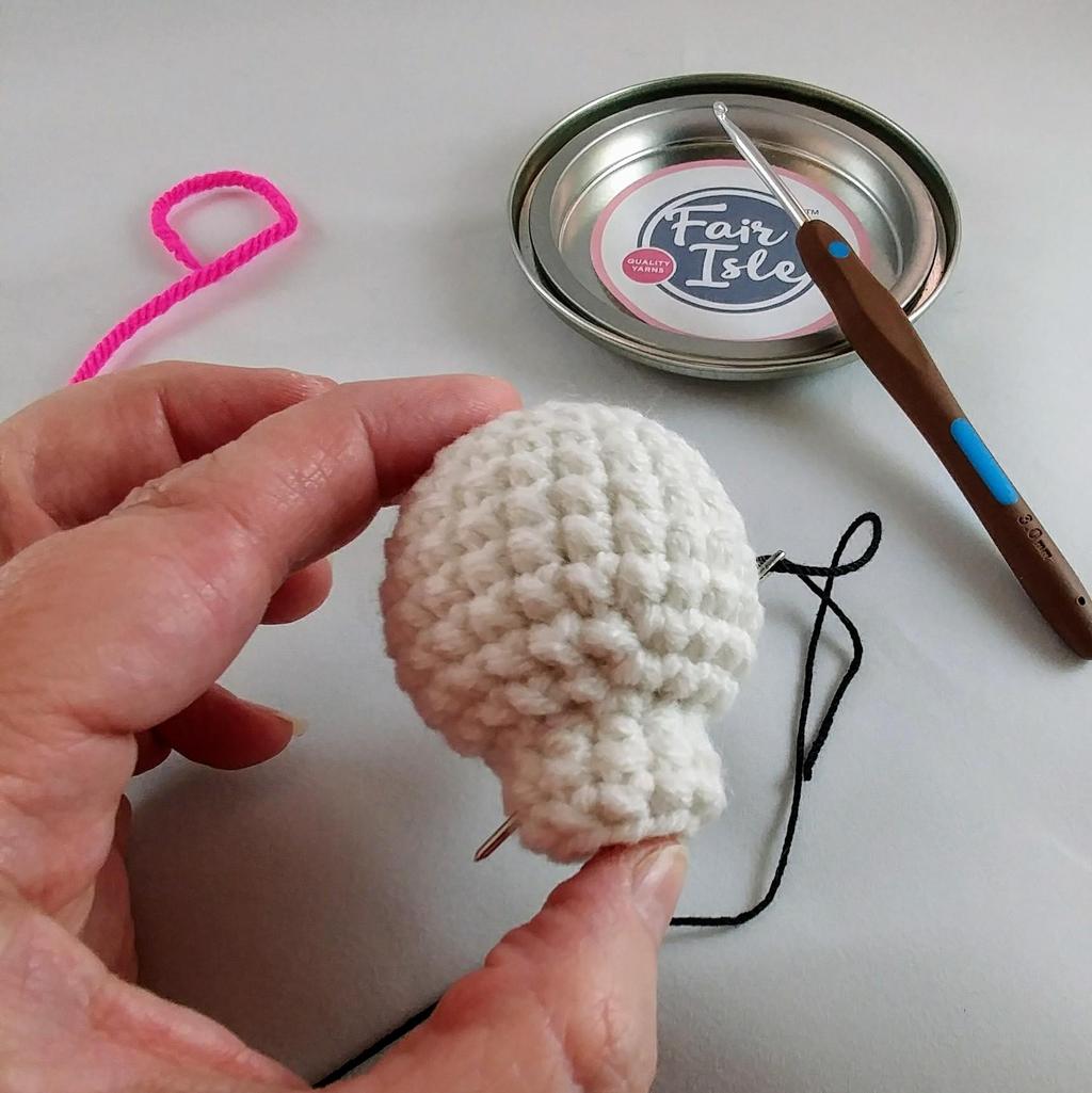 Thread some yarn onto your darning or yarn needle and knot
