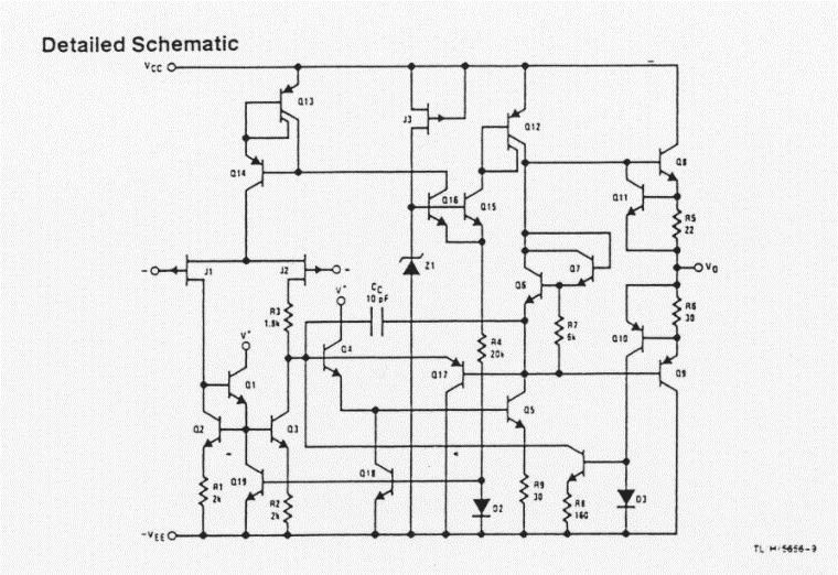 v + v + v diff + Av diff Rin(device) + v out Figure 1: Integrated circuit schematic for the National Semiconductor LF412 op amp. Figure 2: Equivalent circuit model of the op amp.
