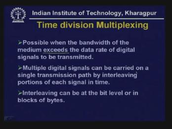 (Refer Slide Time: 26:33) The multiple digital signals can be carried on a single transmission path by interleaving portions of each signal in time.