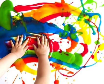 Glue photos onto a paper plate or simply a piece of construction paper! ART Soapy Finger paint Mix a small amount of dish soap into some paint!