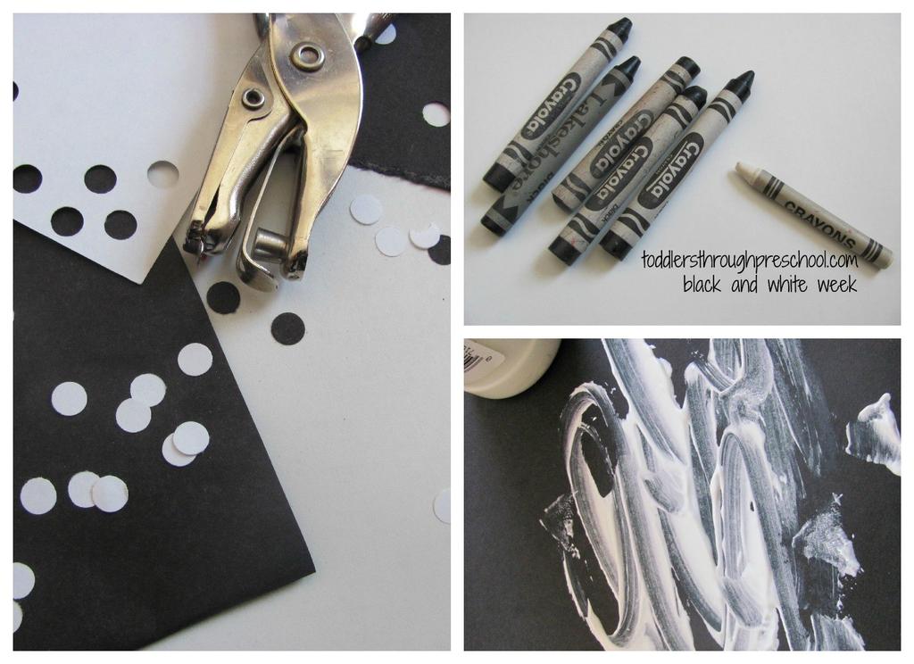 ART/CRAFT- Black and White Using a variety of materials children can explore the difference in black and white.