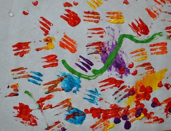 CRAFT- Turkey handprints Invite the children to paint their own hands brown (toddler teachers paint toddler hands). Place handprints on white paper.