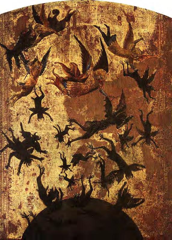 Paintings influenced by The Fall of the Rebel Angels Unknown artist from the Sienese School, The Fall of the Rebel Angels, 1340-45, 25 x 11 in, Musée du Louvre, Paris This group of works from 1993