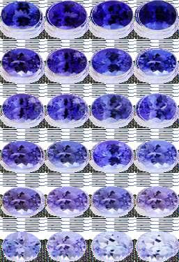 Normally, tanzanite color grading is spread into a range of hues, between blue violet and violet blue. Purple is a modified spectral hue that lies halfway between red and blue.