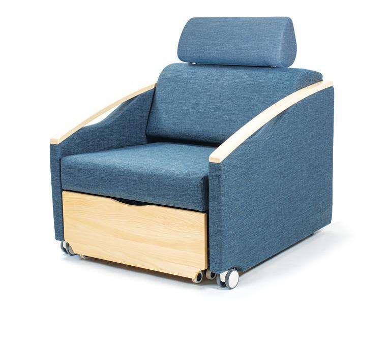 SALZA Key features The chair provides three relaxing positions a seated position, a relaxing reclined position with extended footrest, and a sleeping position.