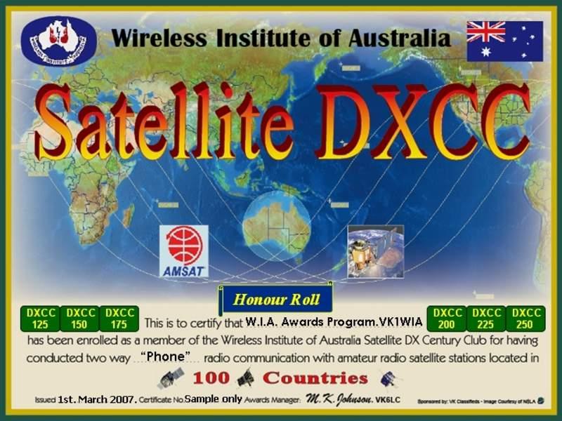 DXCC Satellite Award Worked 100