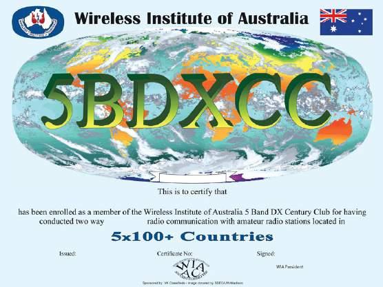 5 Band DXCC Award Worked 100 approved current enffes On each