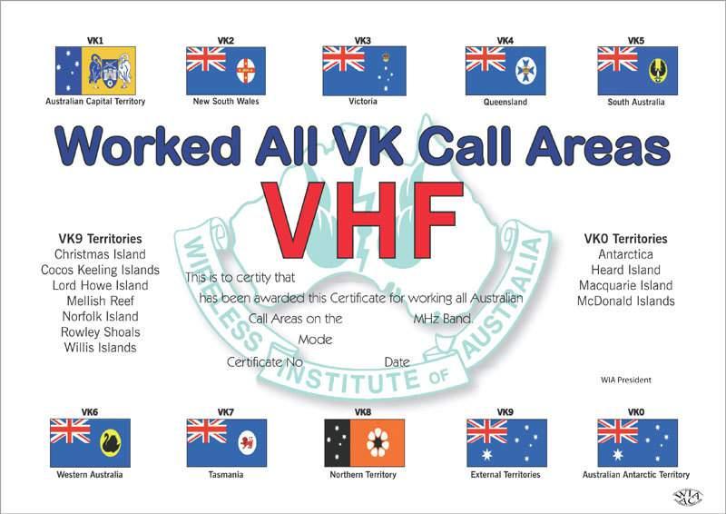 Worked all VK Call Areas - VHF Worked the