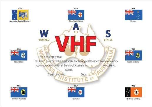 Worked All States - VHF Encourages using VHF to work all Australian states & 2