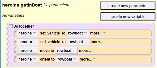 A tab will come up as selected in your method editor for the getinboat method Vehicles Vehicles Drag in a move to,