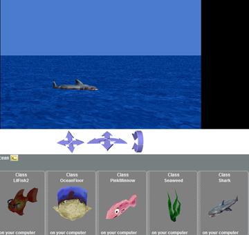Click Add Objects, and navigate to the Ocean gallery Click and drag a shark up to the window to add it to this part of the world The plot thickens The plot thickens
