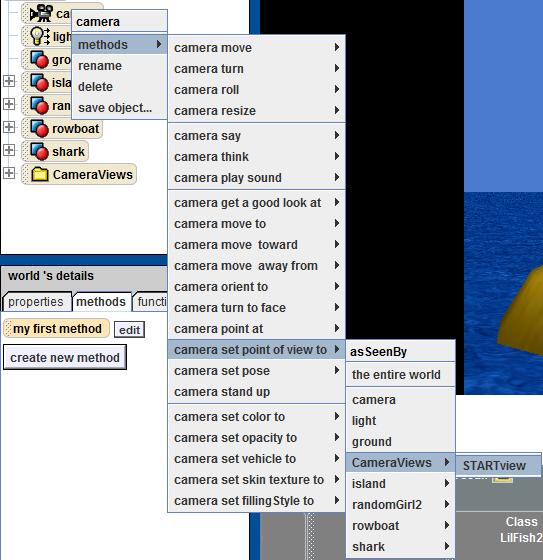have this view saved Rename this dummy camera SHARKview in the object tree To restore the camera, right click on camera in the object tree On the menu that pops up,