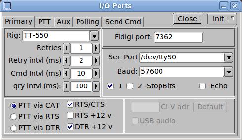 24 TT550 - Pegasus Operating instructions Figure 4.2: I/O Ports - Primary Selecting the TT550 from the rig selection combo box should preset all of the interface controls.