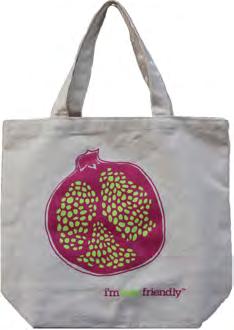 Organic Cotton Canvas Color: Natural Handle Length: 23" Suggested Retail Price: $22.99 Pomegranate Tote - small, in natural Style #: MKT-POM-NL Dim: 13.25"w x 12.