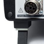 The rotary encoder to be tested is connected to the measuring module via a measuring lead.