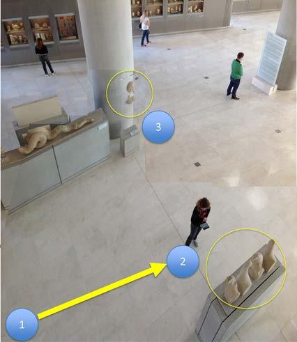 The following figures illustrate the five experience modes in a sample story part that takes places at the archaic gallery of the Acropolis Museum.