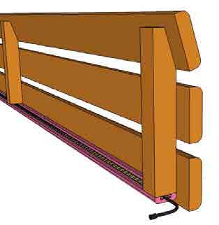 If necessary cut the piece of timber to the required length so that it can be mounted beneath the two outermost vertical timbers on the back rest as shown above. iii.